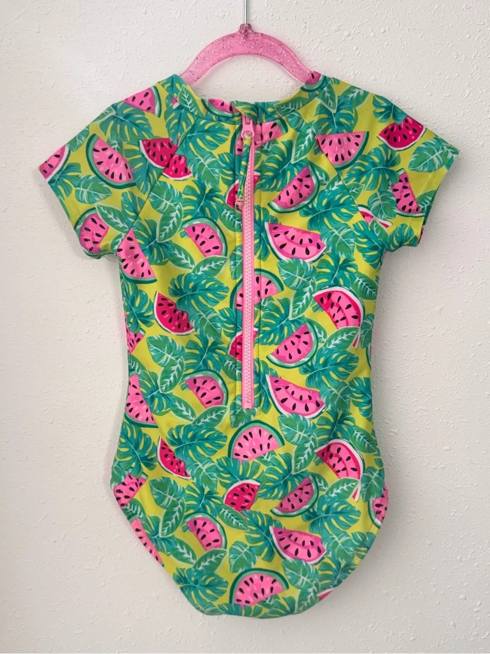 Cat & Jack Rashguard Swimsuit Watermelon Short Sleeve - Pink Green Girls Beach
